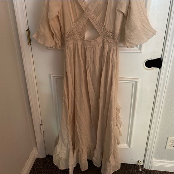 RARE Free People Endless Summer X's and O's Maxi Dress Cream Cutout Lace - Picture 11 of 14
